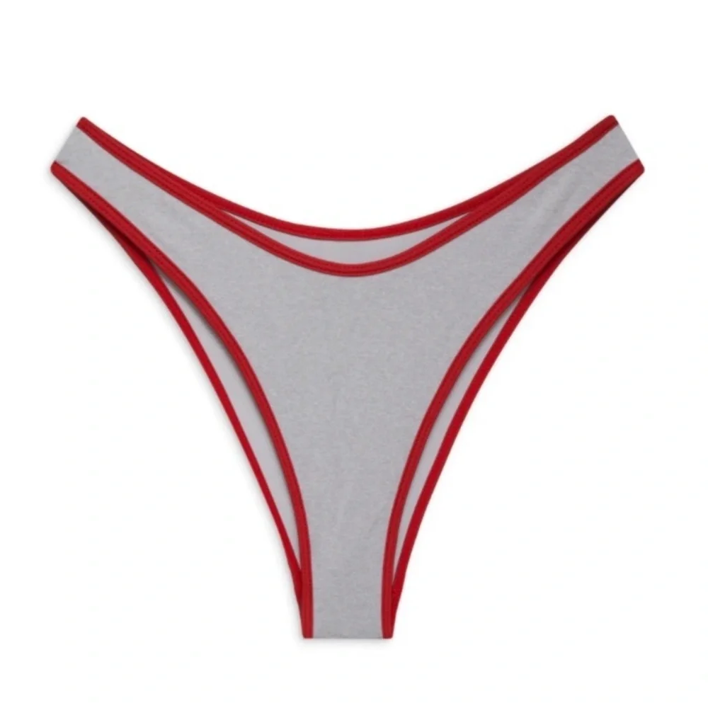 New! Frankie's Bikinis Dove Red and Gray binded Bikini Bottom 1484